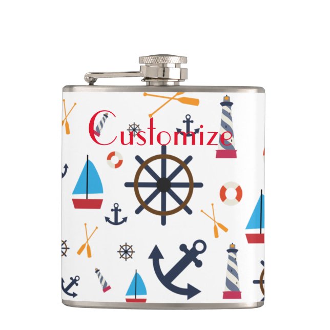 Nautical Theme Thunder_Cove  Hip Flask (Front)