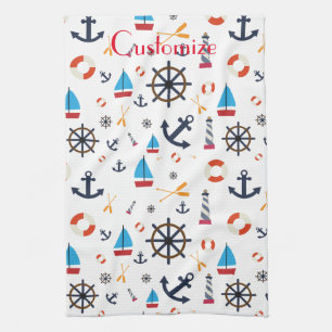 Nautical Theme Thunder_Cove Tea Towel