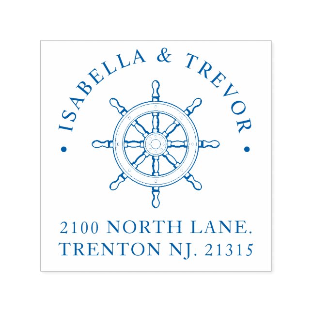 Nautical Theme Wedding Custom Ship Wheel Self-inking Stamp (Design)
