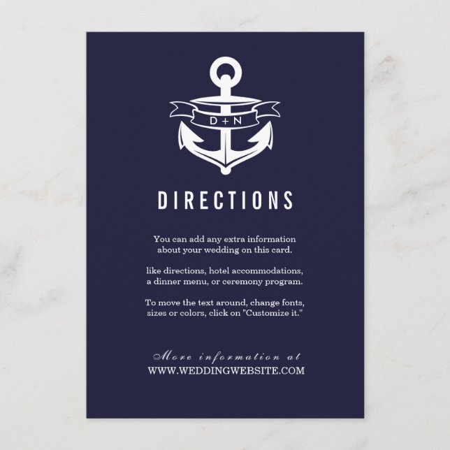 Nautical Theme | Weddings Enclosure Card (Front)