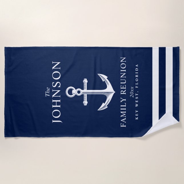 Nautical Themed Anchor | Family Reunion Beach Towel (Front)