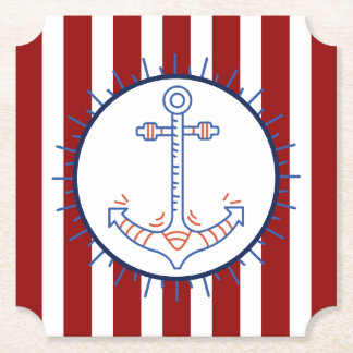 Nautical Themed Anchor Sailing Blue Red White Paper Coaster