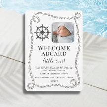 Nautical themed Baby Birth Announcement Card