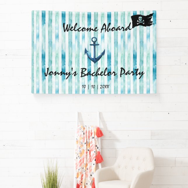 Nautical themed Bachelor Stag Party Banner (Insitu)