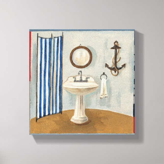 Nautical Themed Bathroom Canvas Print (Front)
