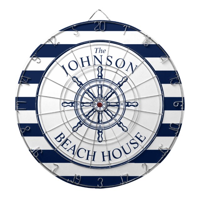 Nautical Themed Beach House Ship Wheel Dartboard (Front)