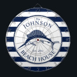 Nautical Themed Beach House Swordfish<br><div class="desc">A fully customisable and fun dartboard set with a unique nautical theme. It features a swordfish centred in the middle in a vibrant navy and white colour scheme. All elements are on unlocked and adjustable,  so have fun creating and making it your own.</div>