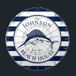 Nautical Themed Beach House Swordfish Dartboard<br><div class="desc">A fully customisable and fun dartboard set with a unique nautical theme. It features a swordfish centred in the middle in a vibrant navy and white colour scheme. All elements are on unlocked and adjustable, so have fun creating and making it your own.</div>