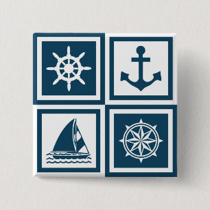 Nautical themed design 15 cm square badge
