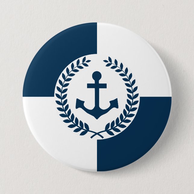 Nautical themed design 7.5 cm round badge (Front)