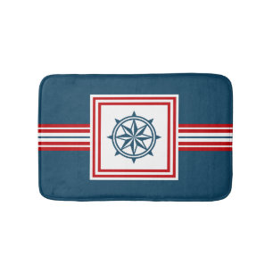 Nautical themed design bath mat