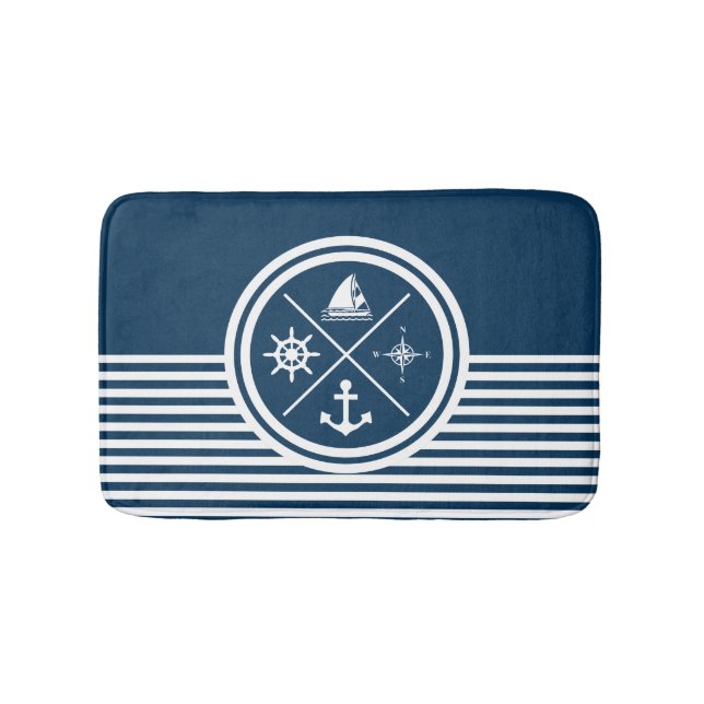Nautical themed design bath mat (Front)