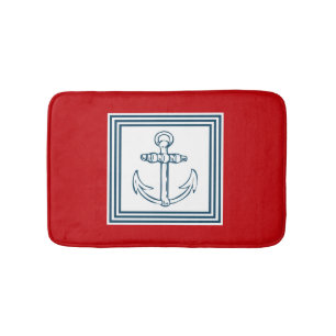 Nautical themed design bath mat