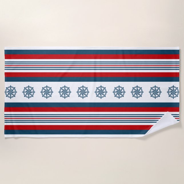 Nautical themed design beach towel (Front)