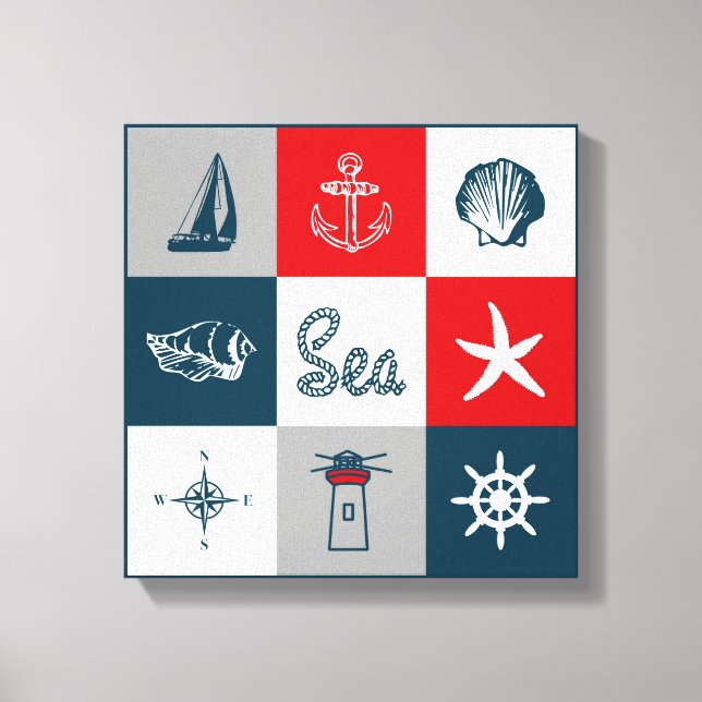 Nautical themed design canvas print (Front)