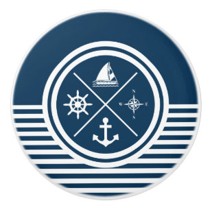Nautical themed design ceramic knob