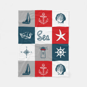 Nautical themed design fleece blanket