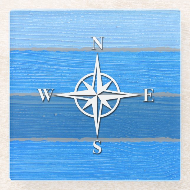 Nautical themed design glass coaster (Front)