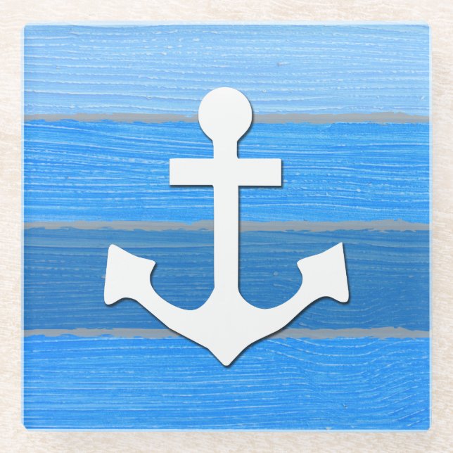 Nautical themed design glass coaster (Front)