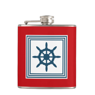 Nautical themed design hip flask