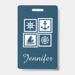 Nautical themed design ID badge