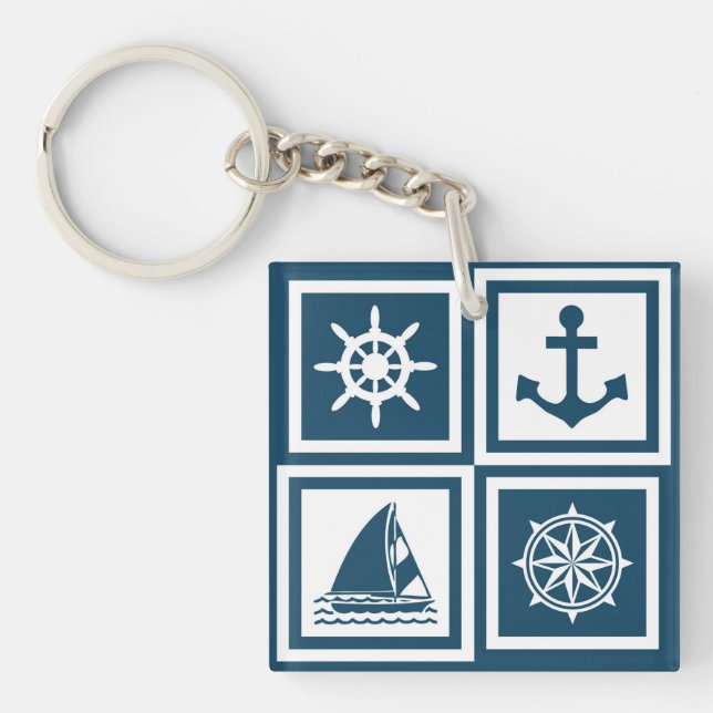 Nautical themed design key ring (Front)