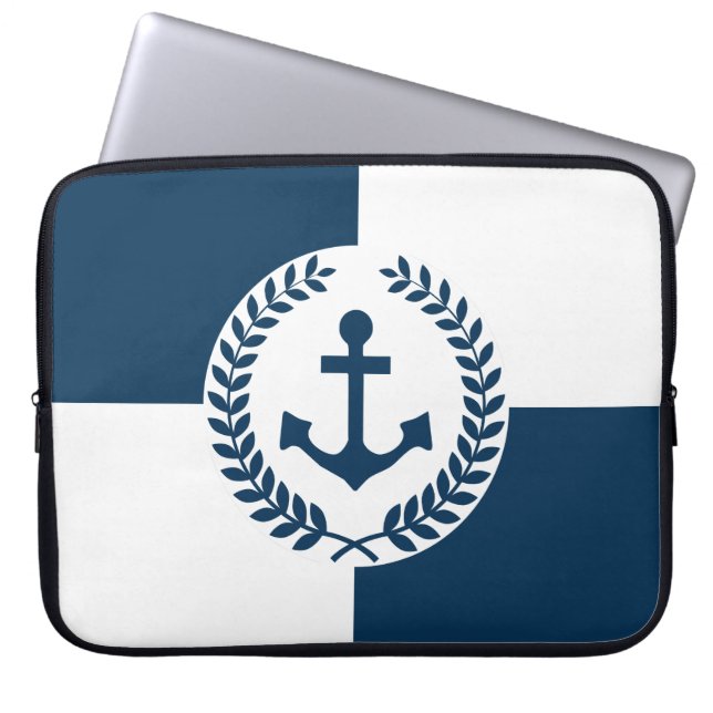 Nautical themed design laptop sleeve (Front)