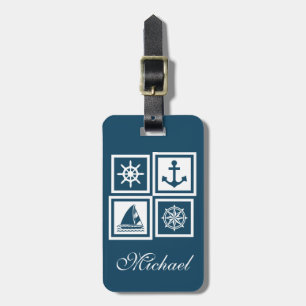 Nautical themed design luggage tag