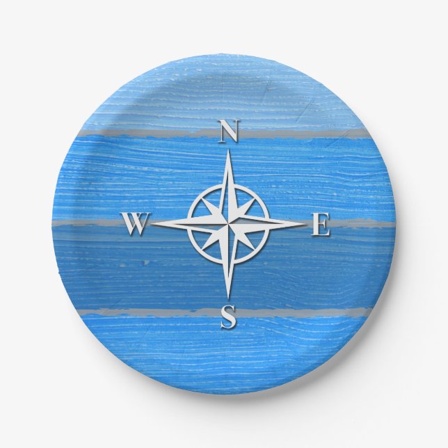 Nautical themed design paper plate (Front)