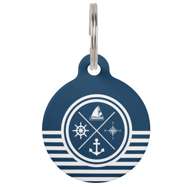 Nautical themed design pet tag (Front)