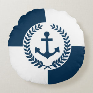 Nautical themed design round cushion