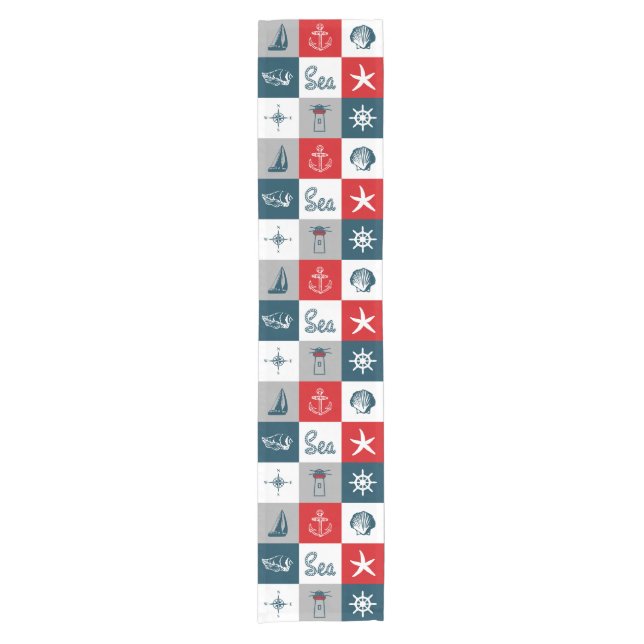Nautical themed design short table runner (Front)