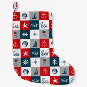 Nautical themed design small christmas stocking