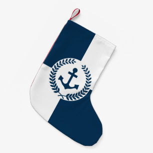 Nautical themed design small christmas stocking