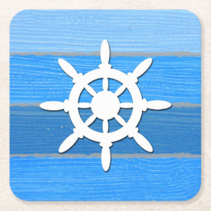 Nautical themed design square paper coaster