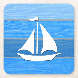 Nautical themed design square paper coaster