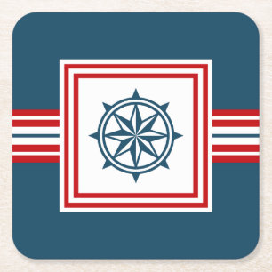 Nautical themed design square paper coaster