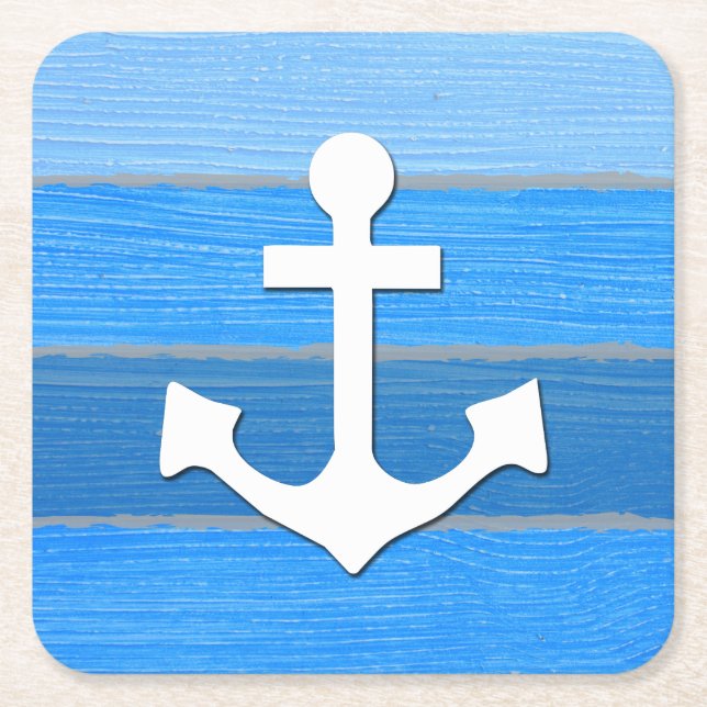 Nautical themed design square paper coaster (Front)