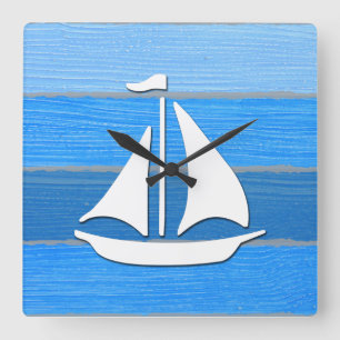 Nautical themed design square wall clock