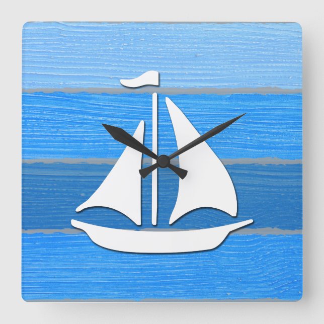 Nautical themed design square wall clock (Front)