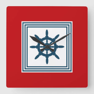 Nautical themed design square wall clock