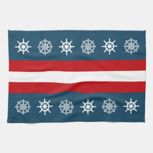 Nautical themed design tea towel
