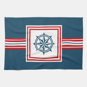 Nautical themed design tea towel