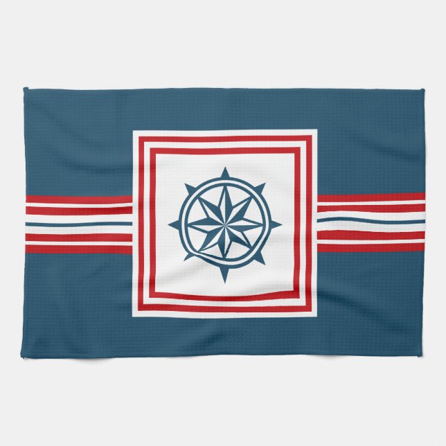 Nautical themed design tea towel (Horizontal)