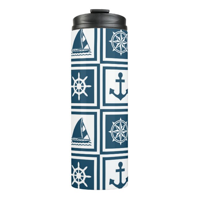 Nautical themed design thermal tumbler (Front)