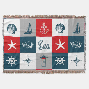 Nautical themed design throw blanket