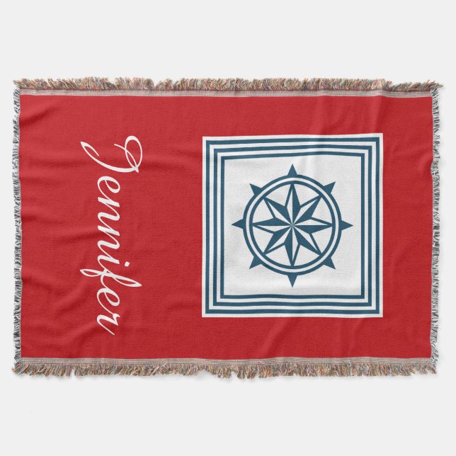 Nautical themed design throw blanket (Front)