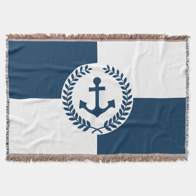 Nautical themed design throw blanket (Front)