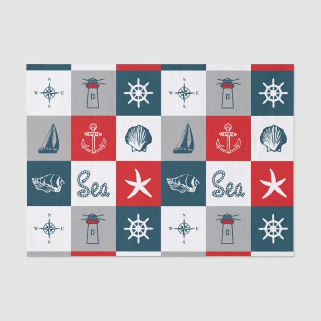 Nautical themed design tissue paper (Front)