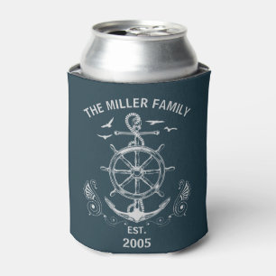 Nautical themed design with ocean scenery can cooler